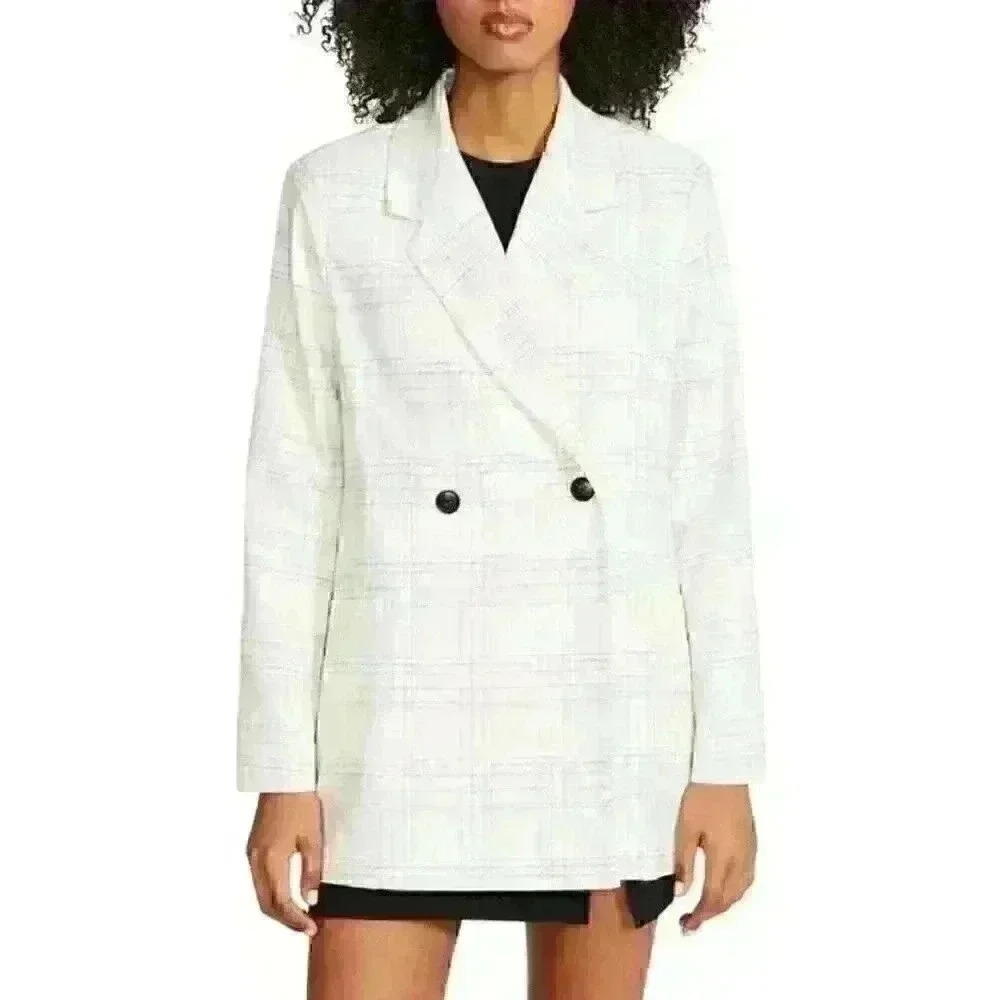 NEW! Steve Madden Women's S Nika Plaid Double Breasted Blazer NWT $99 - Picture 1 of 4